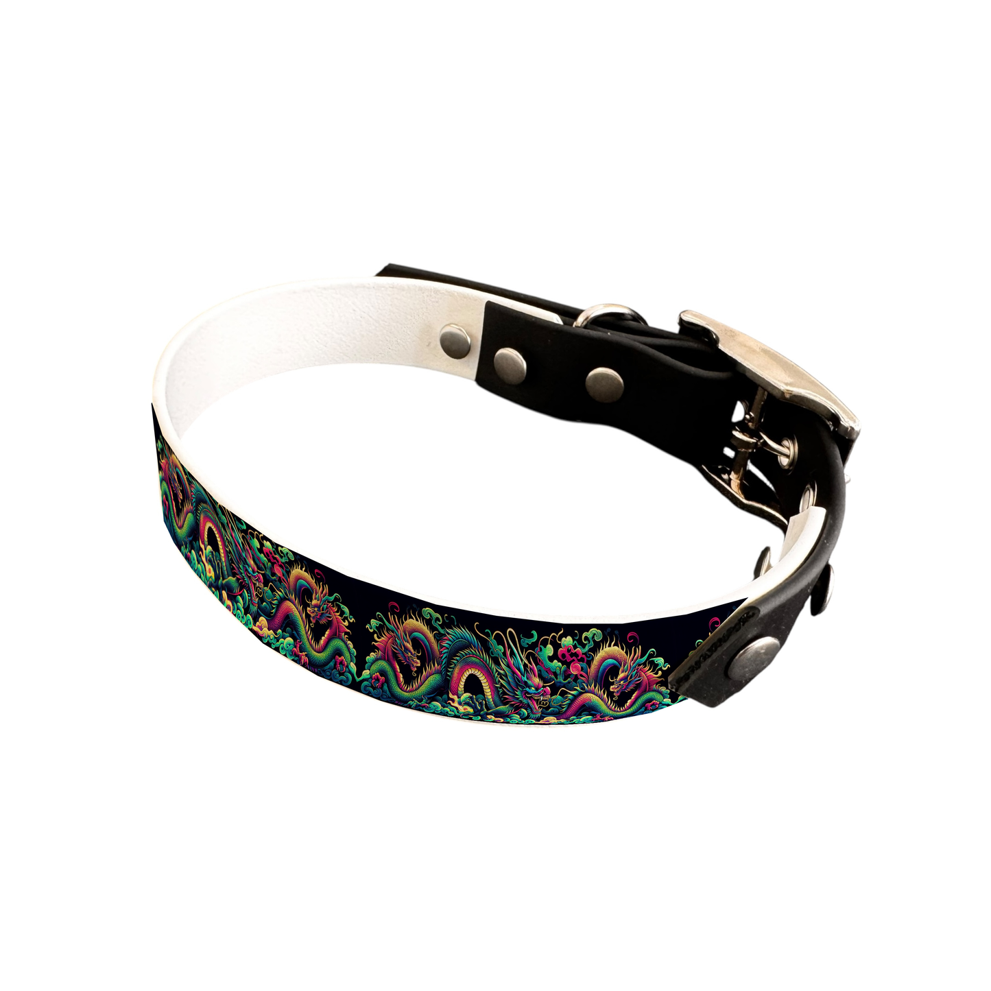 Collier bicolore large pour chien en BioThane® imprimé – Collection Tribal – 25 mm