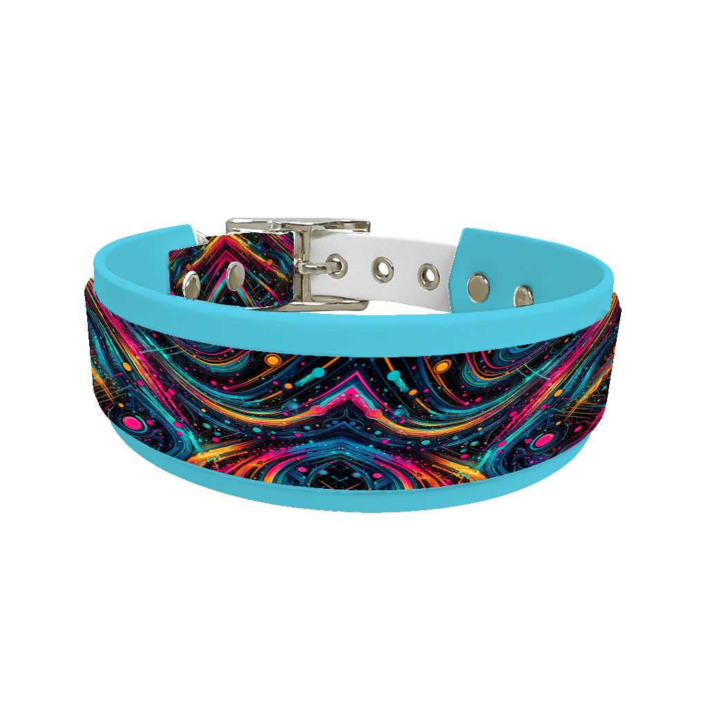 Collier double large pour chien en BioThane® imprimé – Collection abstrait – 38/25 mm