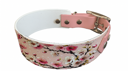 Collier bicolore large pour chien en BioThane® imprimé – Collection plantes et fleurs – 38/25 mm