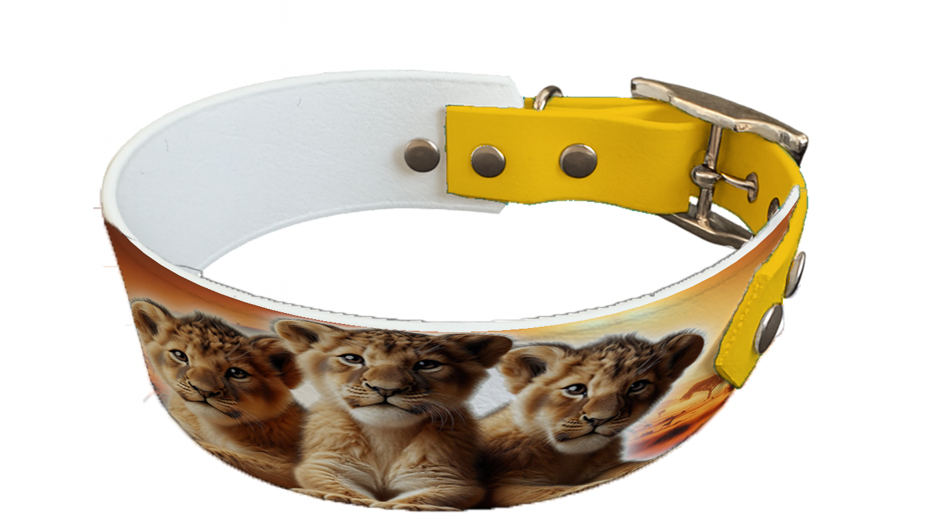 Collier bicolore large pour chien en BioThane® imprimé – Collection animaux sauvages– 38/25 mm