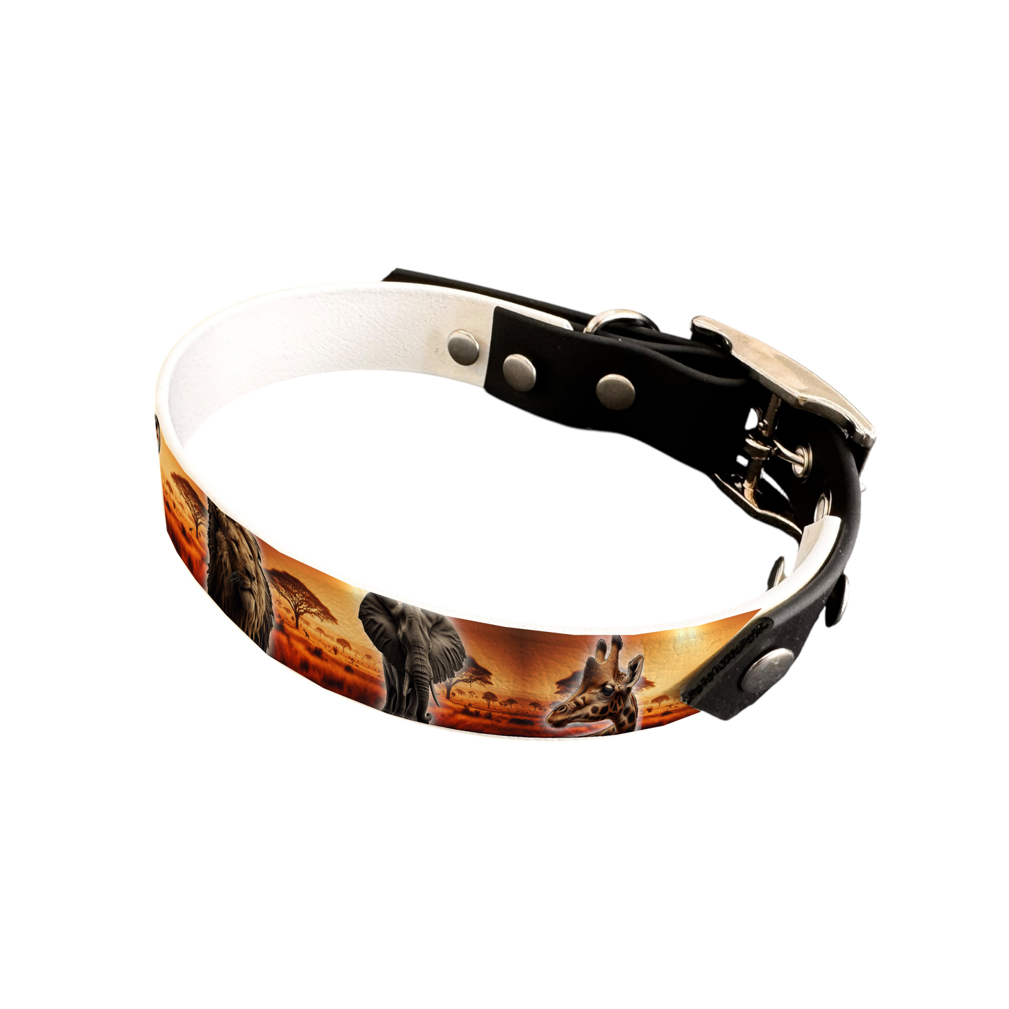 Collier bicolore large pour chien en BioThane® imprimé – Collection animaux sauvages– 25 mm