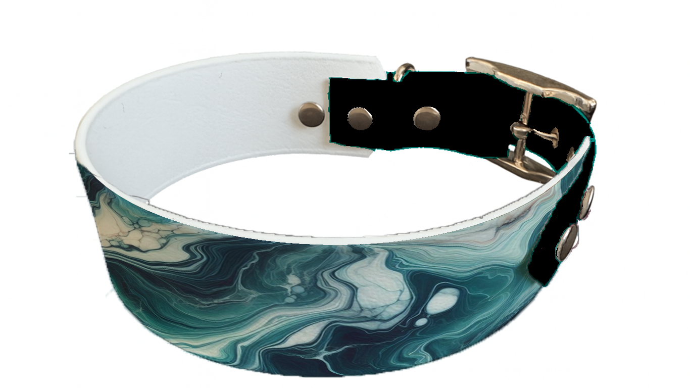 Collier bicolore large pour chien en BioThane® imprimé – Collection abstrait – 38/25 mm