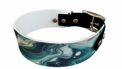 Collier bicolore large pour chien en BioThane® imprimé – Collection abstrait – 38/25 mm
