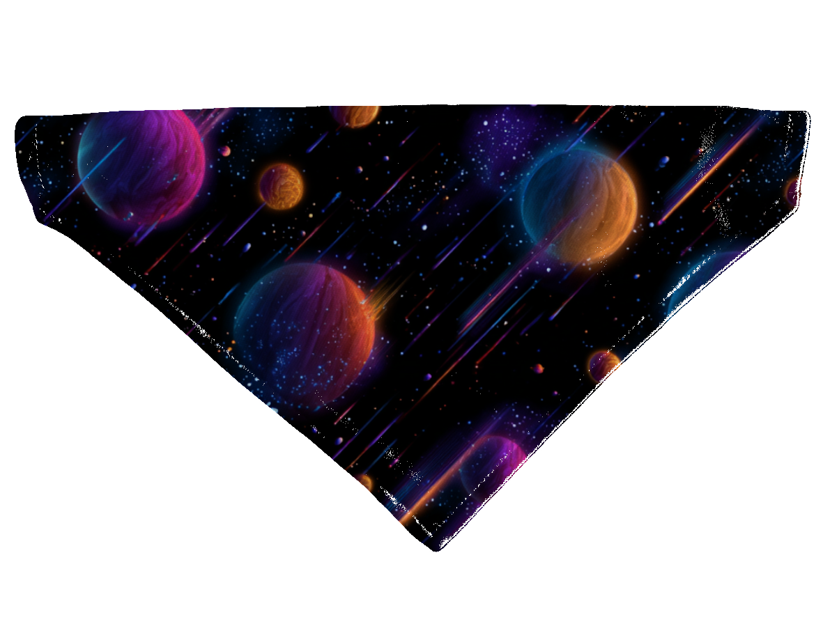 Bandana pour chien Galaxie – 4 tailles (S, M, L, XL) – Collier inclus & compatible BioThane