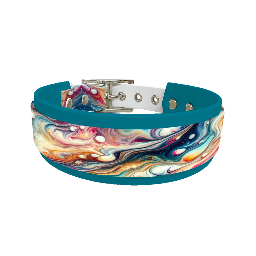 Collier double large pour chien en BioThane® imprimé – Collection abstrait – 38/25 mm