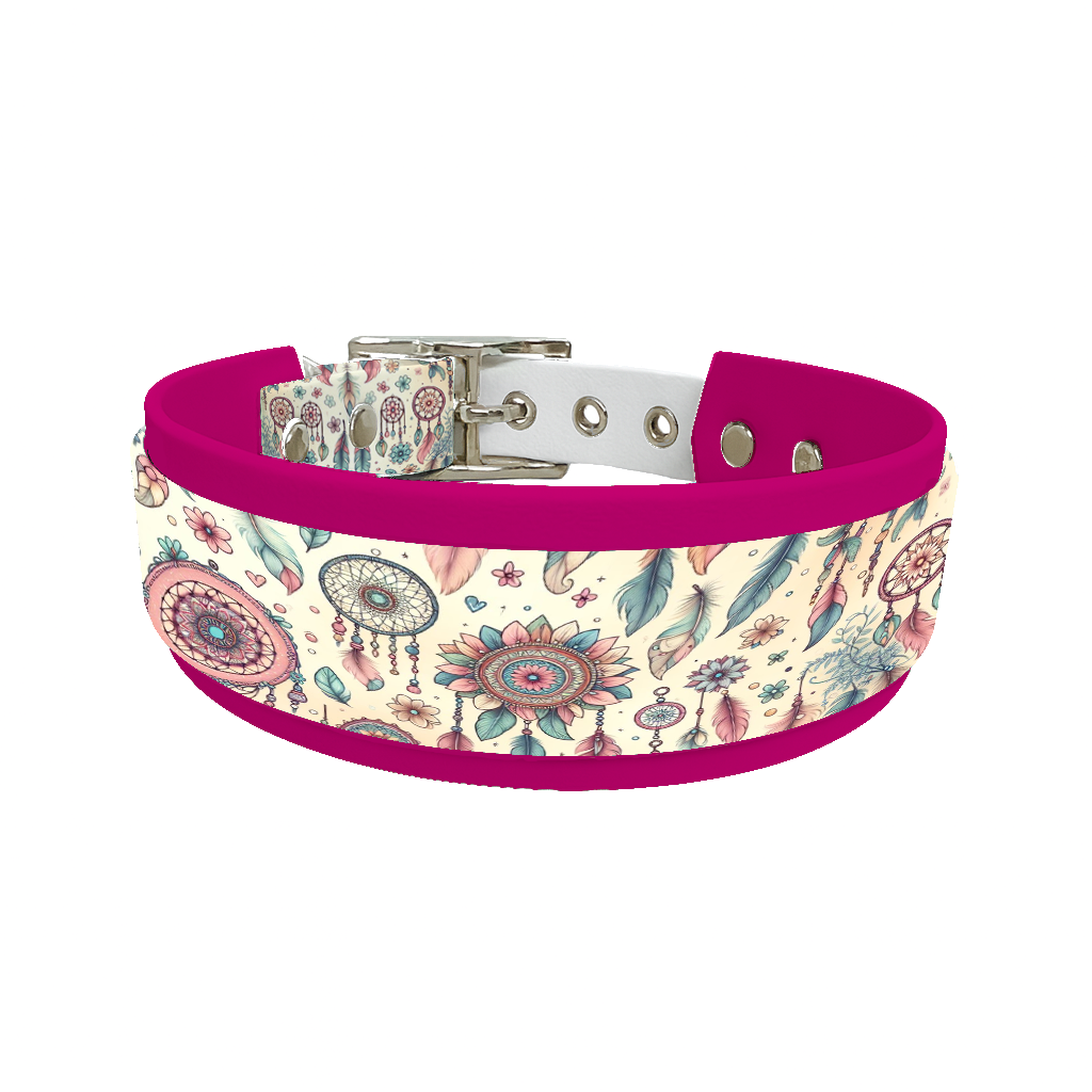 Collier double large pour chien en BioThane® imprimé – Collection Tribal – 25/19 mm
