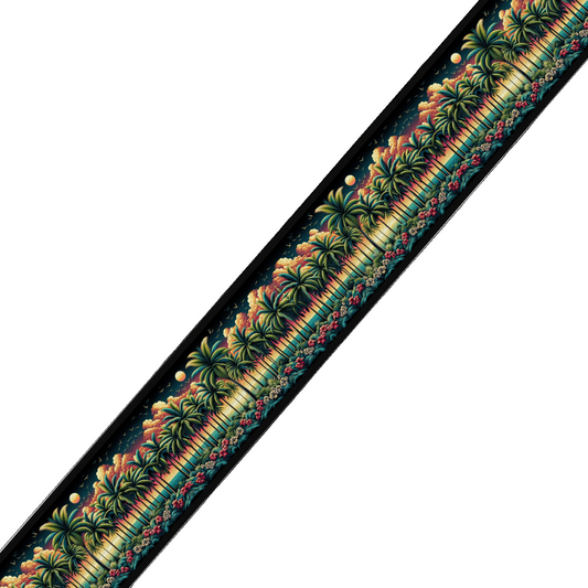 BioThane imprimé - Motif Palmiers Tropicaux au Coucher du Soleil
