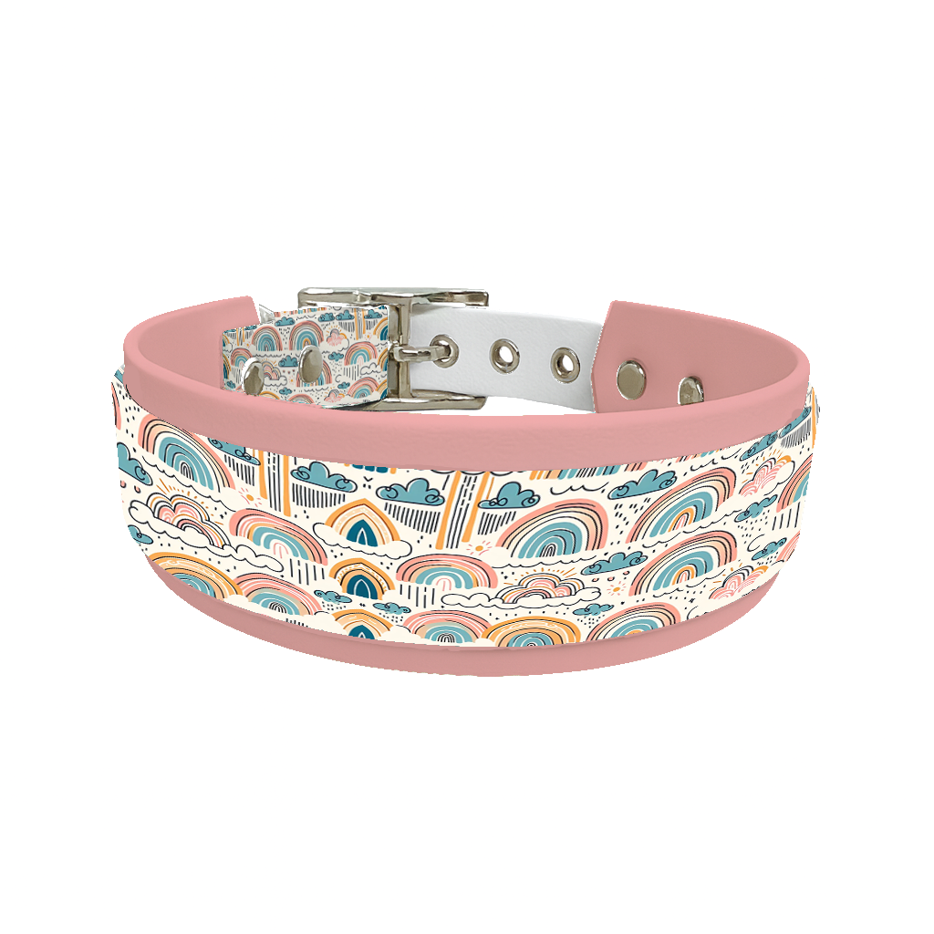 Collier double large pour chien en BioThane® imprimé – Collection nuages– 25/19 mm