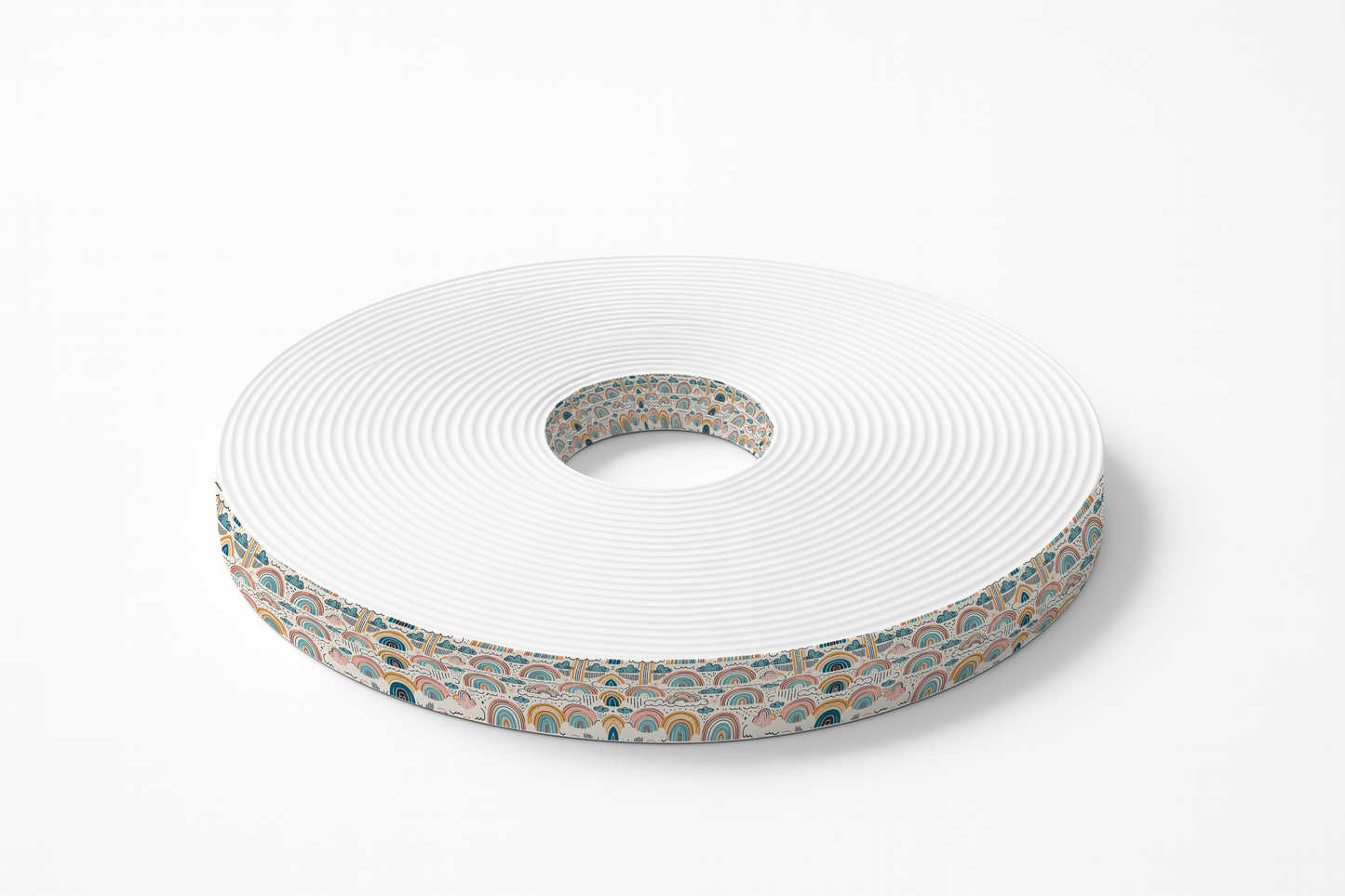 BioThane® imprimé – Arc-en-ciel & Nuages pastel (vendu au mètre)