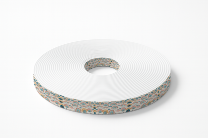 BioThane® imprimé – Arc-en-ciel & Nuages pastel (vendu au mètre)