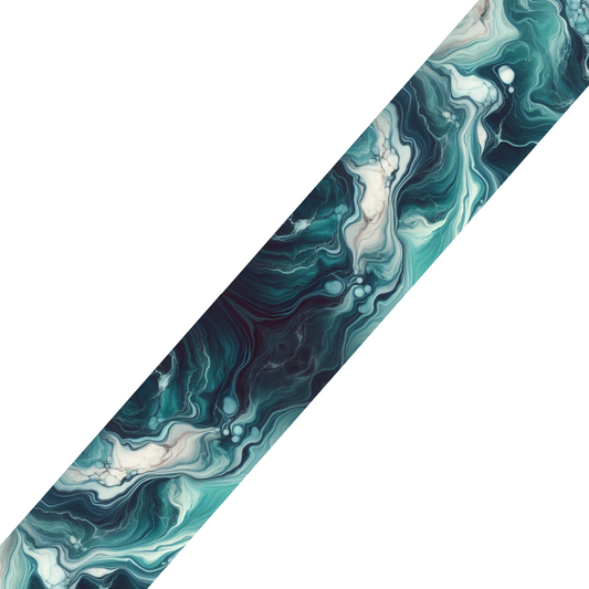 Sangle en BioThane® imprimée – Motif Marbré Bleu Glacier