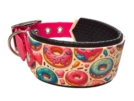 Collier BioThane® imprimé doublé mousse – finition rose - Taille S