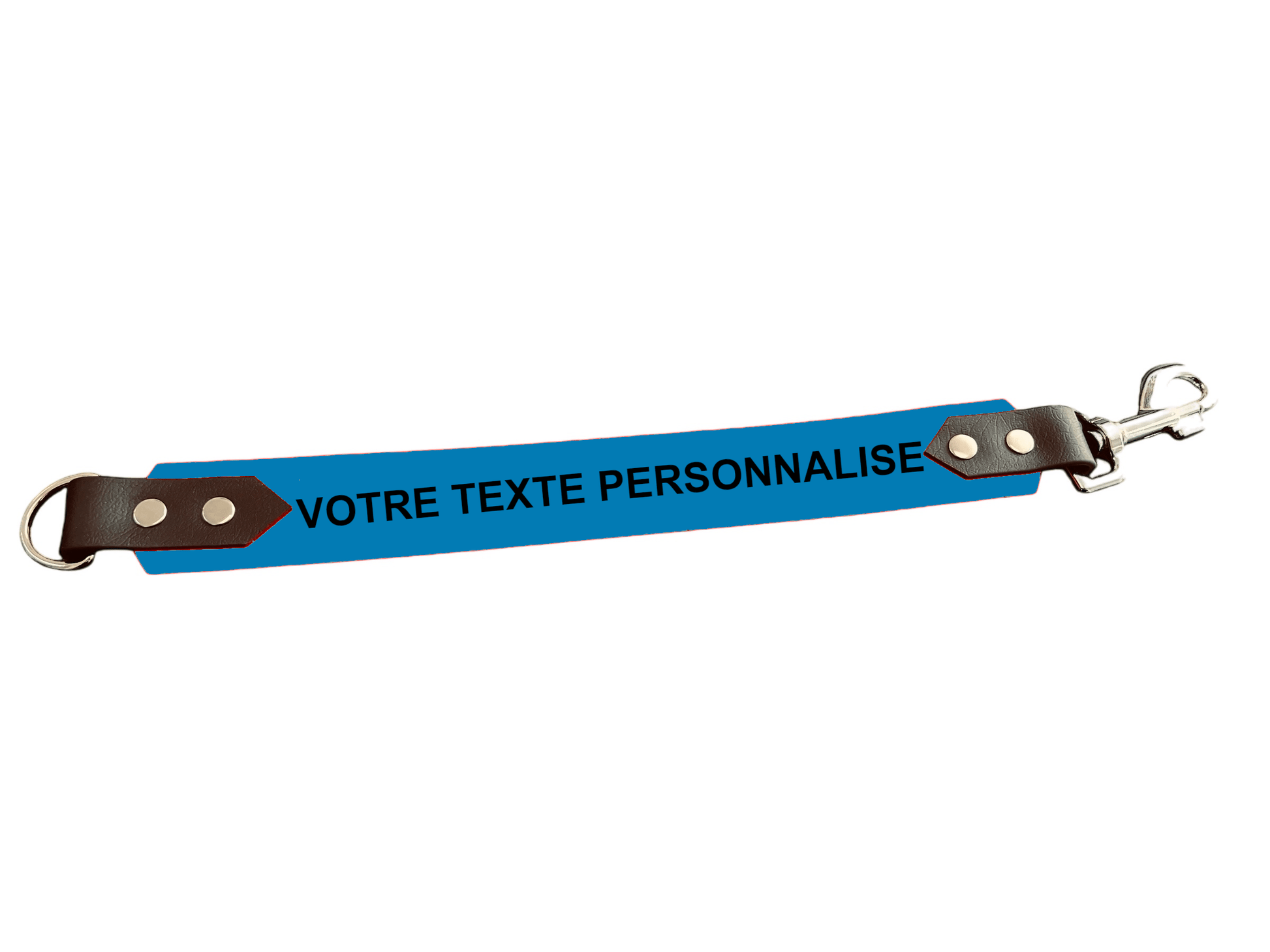 L'atelier du Fourmilier Attache laisse personnalisable Bleu Attache laisse 38 mm en Biothane – Message personnalisable