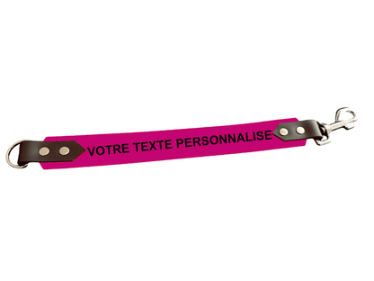 L'atelier du Fourmilier Attache laisse personnalisable Fuchsia Attache laisse 38 mm en Biothane – Message personnalisable