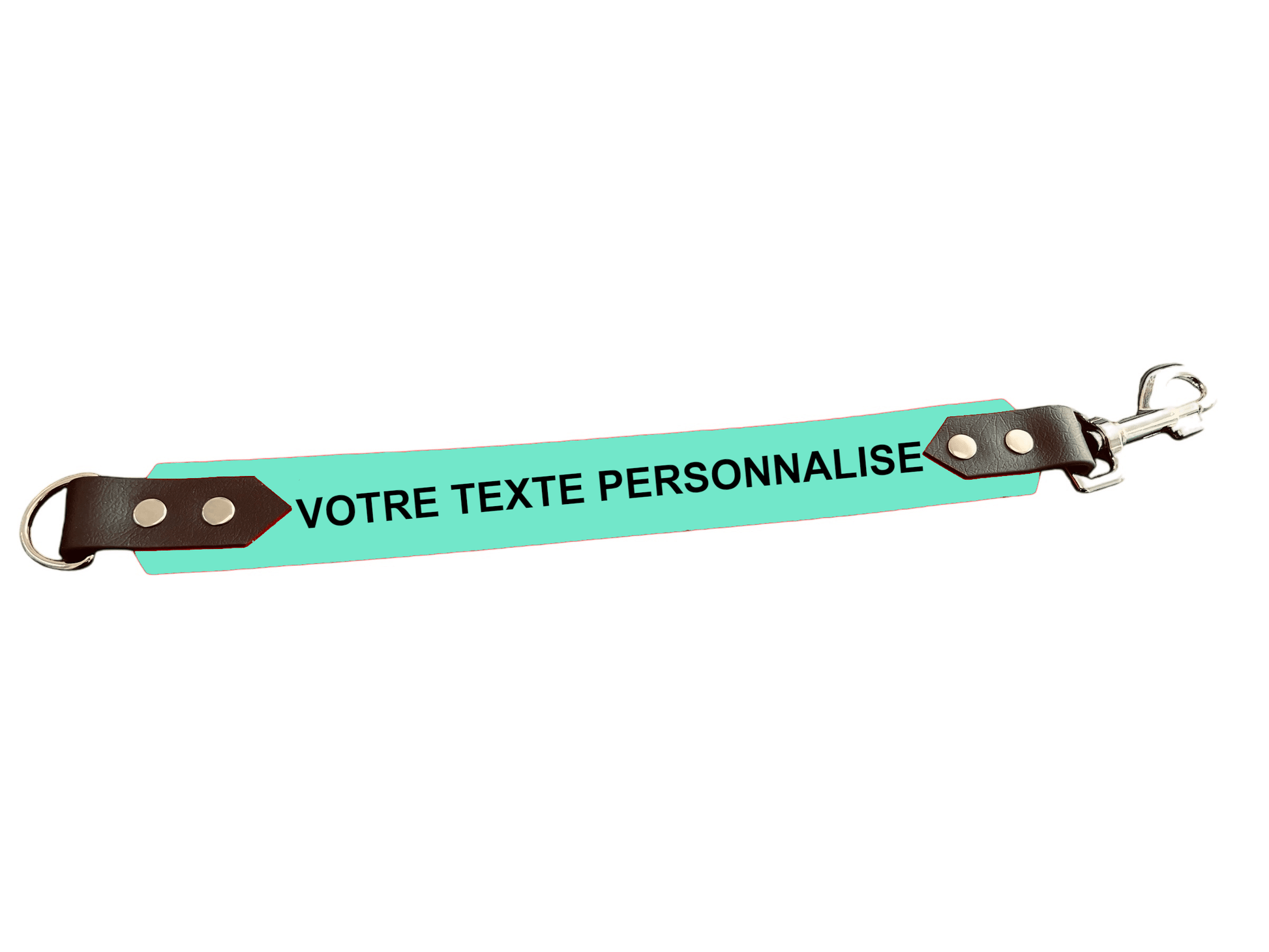 L'atelier du Fourmilier Attache laisse personnalisable Vert Caribéen Attache laisse 38 mm en Biothane – Message personnalisable
