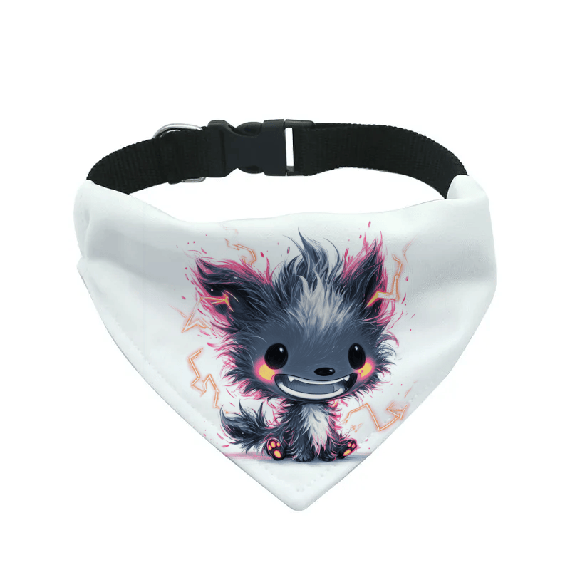 L'atelier du Fourmilier Bandana pour chien 3 / S Mini Monsters – Les bandanas déjantés – 4 tailles (S, M, L, XL) – Collier inclus et compatible BioThane