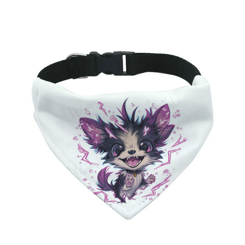 L'atelier du Fourmilier Bandana pour chien 4 / S Mini Monsters – Les bandanas déjantés – 4 tailles (S, M, L, XL) – Collier inclus et compatible BioThane