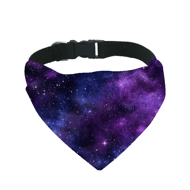 L'atelier du Fourmilier Bandana pour chien b10 / S Bandana pour chien Galaxie – 4 tailles (S, M, L, XL) – Collier inclus & compatible BioThane