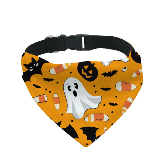 L'atelier du Fourmilier Bandana pour chien B18 / S Bandana pour chien Halloween (4 tailles) (S, M, L, XL) – Collier inclus & compatible BioThane