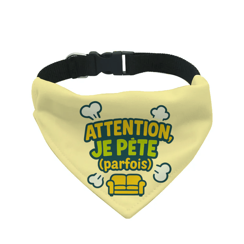 L'atelier du Fourmilier Bandana pour chien b20 / S Bandana pour chien Funny dog – 4 tailles (S, M, L, XL) – Collier inclus et compatible BioThane