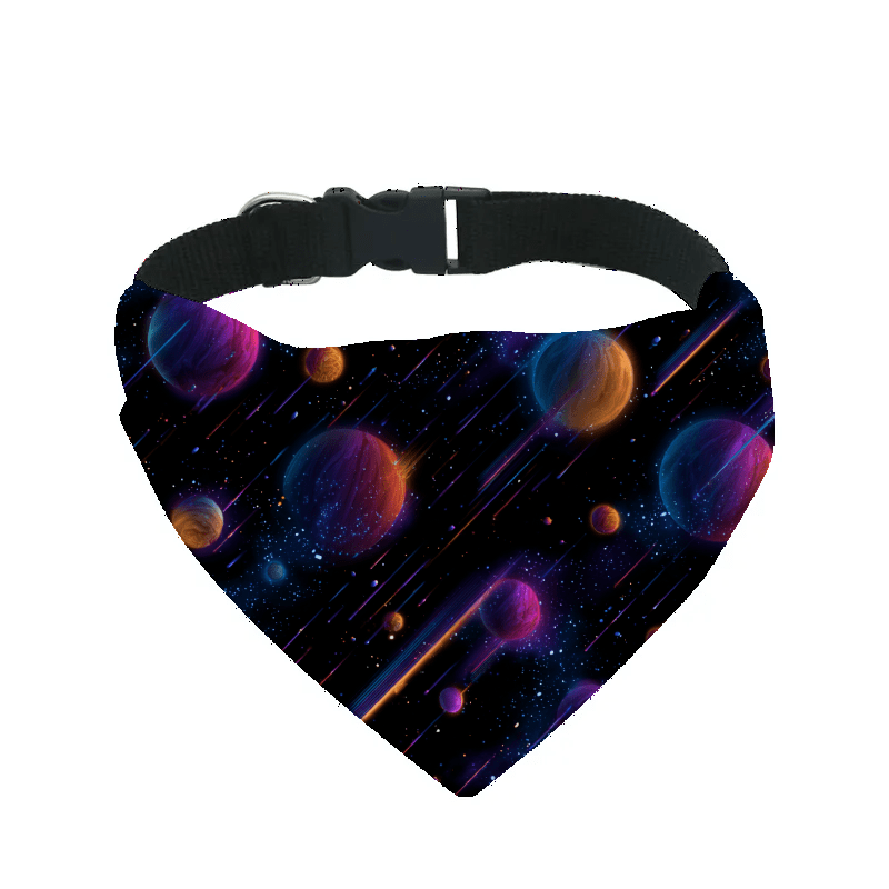 L'atelier du Fourmilier Bandana pour chien b9 / S Bandana pour chien Galaxie – 4 tailles (S, M, L, XL) – Collier inclus & compatible BioThane