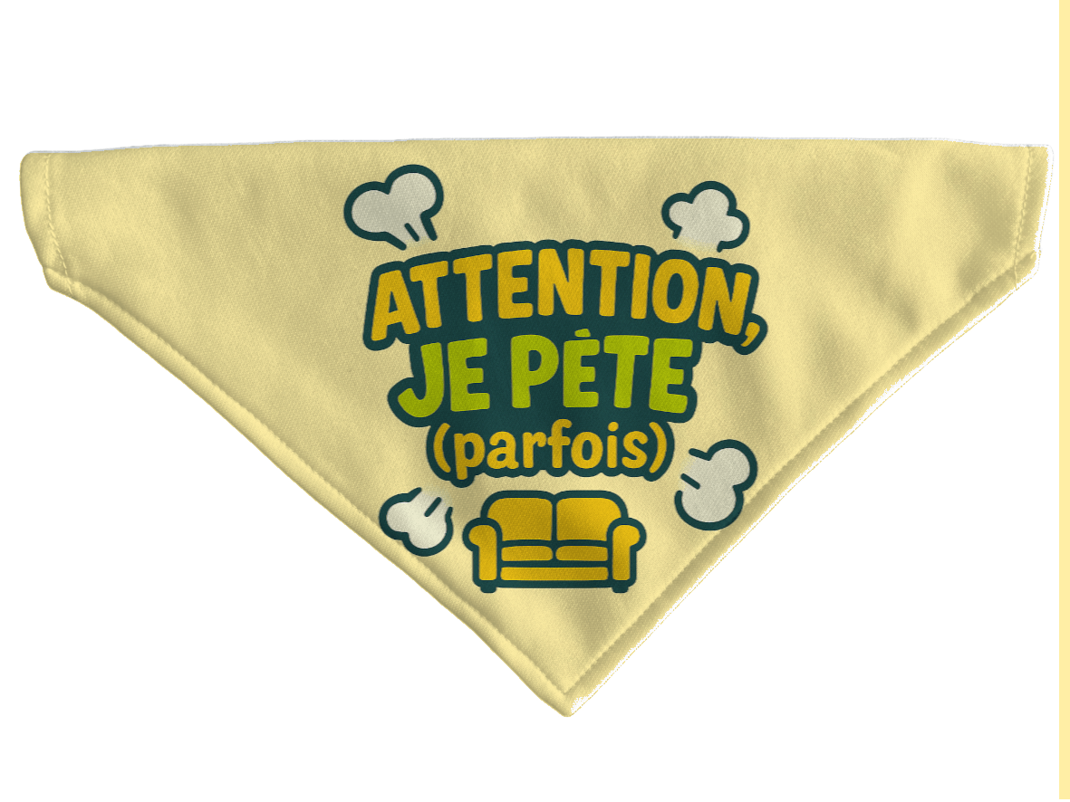 L'atelier du Fourmilier Bandana pour chien Bandana pour chien Funny dog – 4 tailles (S, M, L, XL) – Collier inclus et compatible BioThane