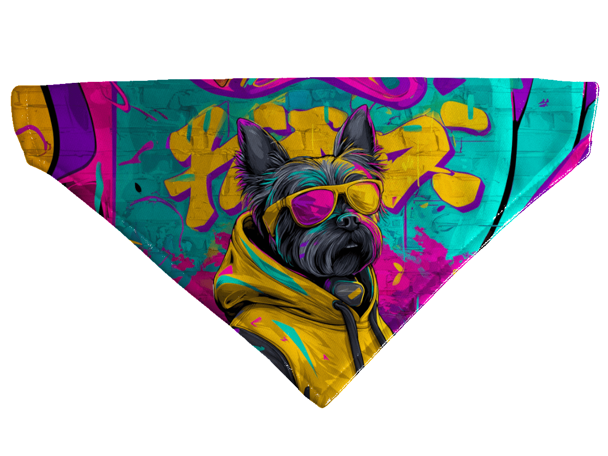 L'atelier du Fourmilier Bandana pour chien Bandana pour chien Street dogs – 4 tailles (S, M, L, XL) – Collier inclus et compatible BioThane