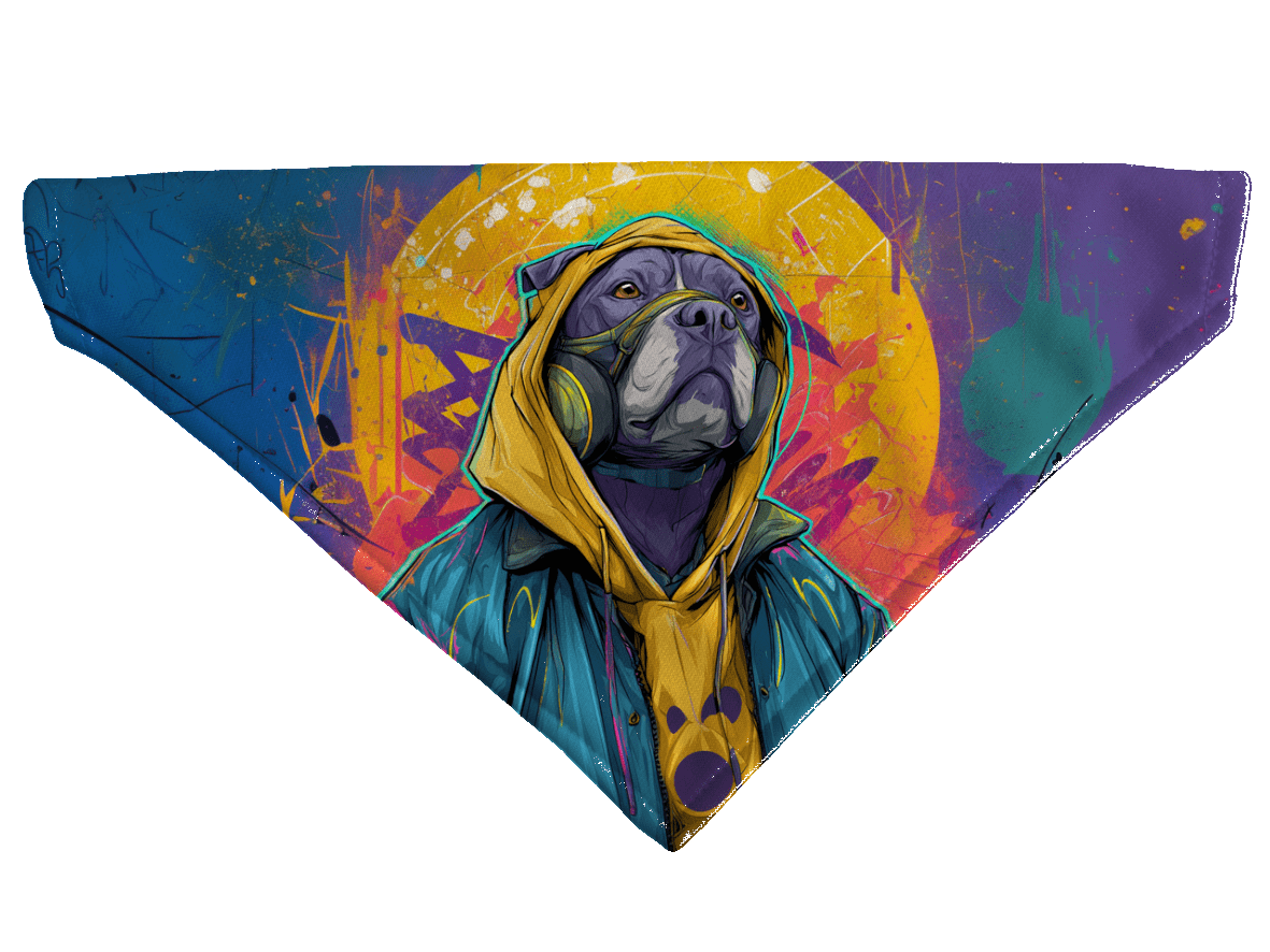 L'atelier du Fourmilier Bandana pour chien Bandana pour chien Street dogs – 4 tailles (S, M, L, XL) – Collier inclus et compatible BioThane