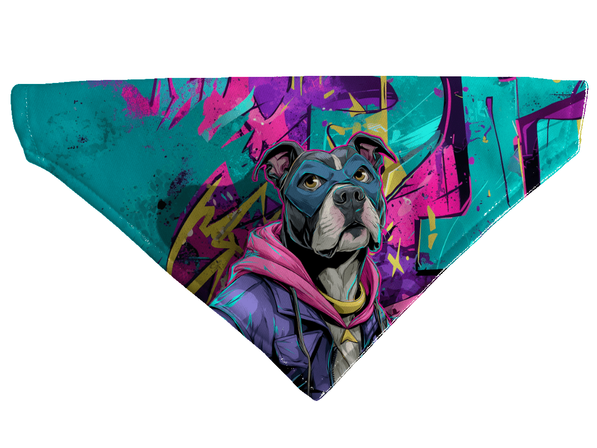 L'atelier du Fourmilier Bandana pour chien Bandana pour chien Street dogs – 4 tailles (S, M, L, XL) – Collier inclus et compatible BioThane