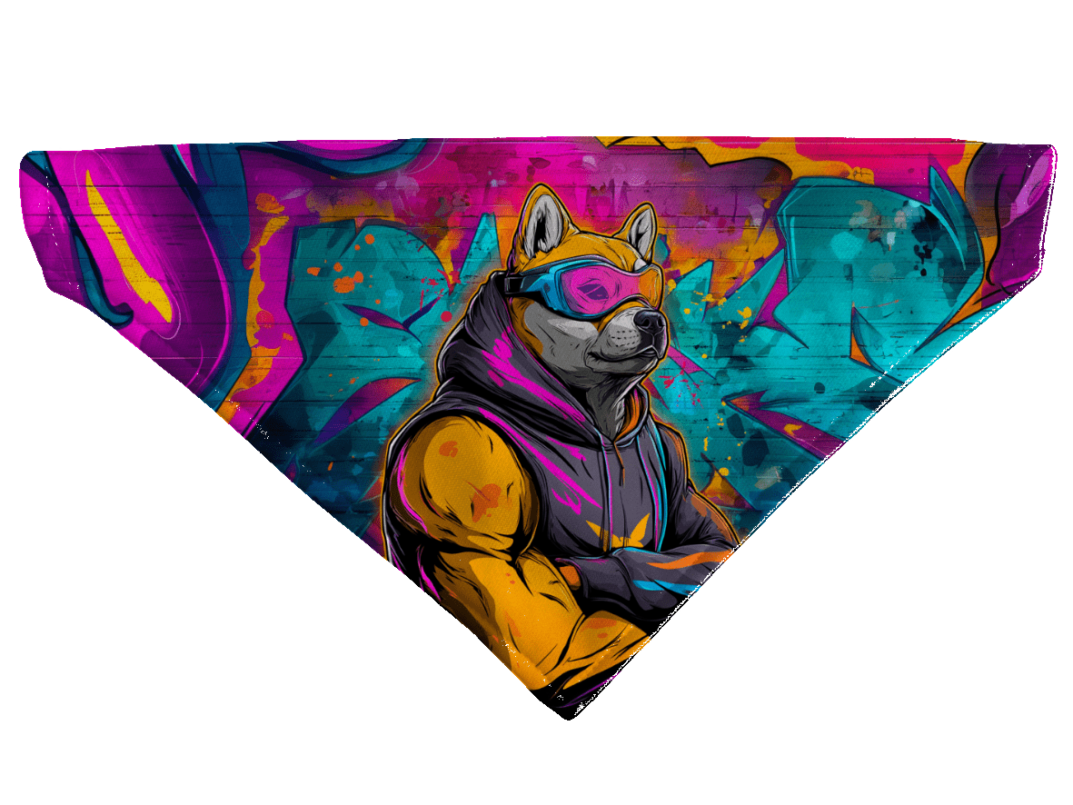 L'atelier du Fourmilier Bandana pour chien Bandana pour chien Street dogs – 4 tailles (S, M, L, XL) – Collier inclus et compatible BioThane