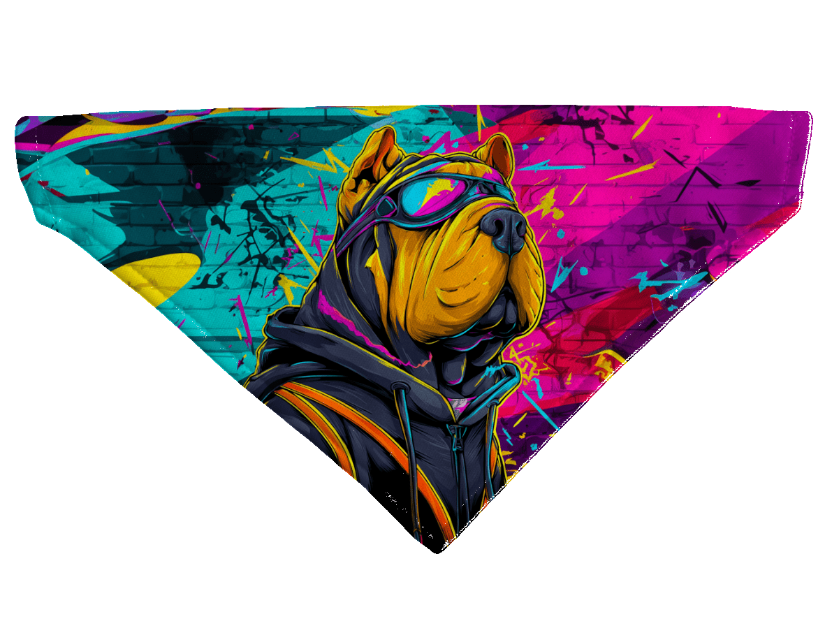 L'atelier du Fourmilier Bandana pour chien Bandana pour chien Street dogs – 4 tailles (S, M, L, XL) – Collier inclus et compatible BioThane