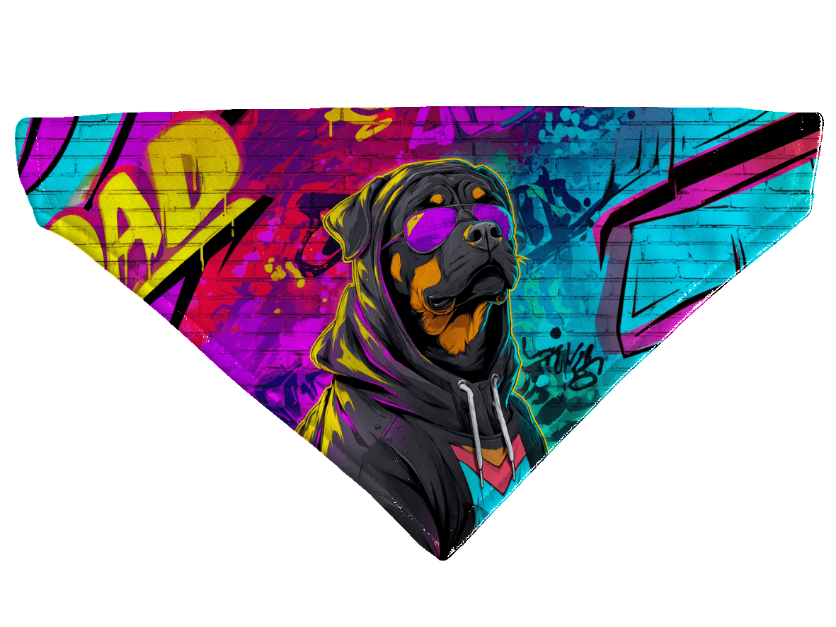 L'atelier du Fourmilier Bandana pour chien Bandana pour chien Street dogs – 4 tailles (S, M, L, XL) – Collier inclus et compatible BioThane