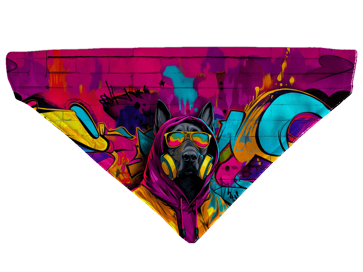 L'atelier du Fourmilier Bandana pour chien Bandana pour chien Street dogs – 4 tailles (S, M, L, XL) – Collier inclus et compatible BioThane