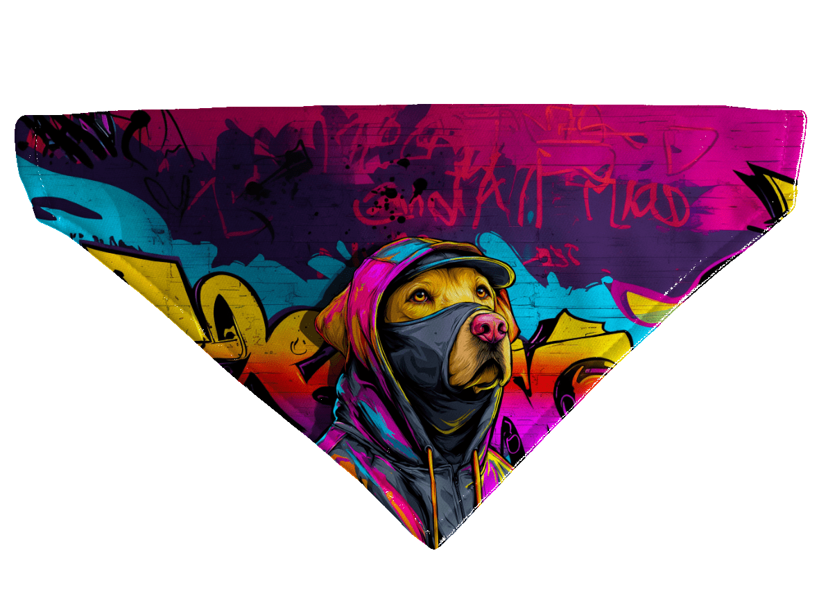 L'atelier du Fourmilier Bandana pour chien Bandana pour chien Street dogs – 4 tailles (S, M, L, XL) – Collier inclus et compatible BioThane