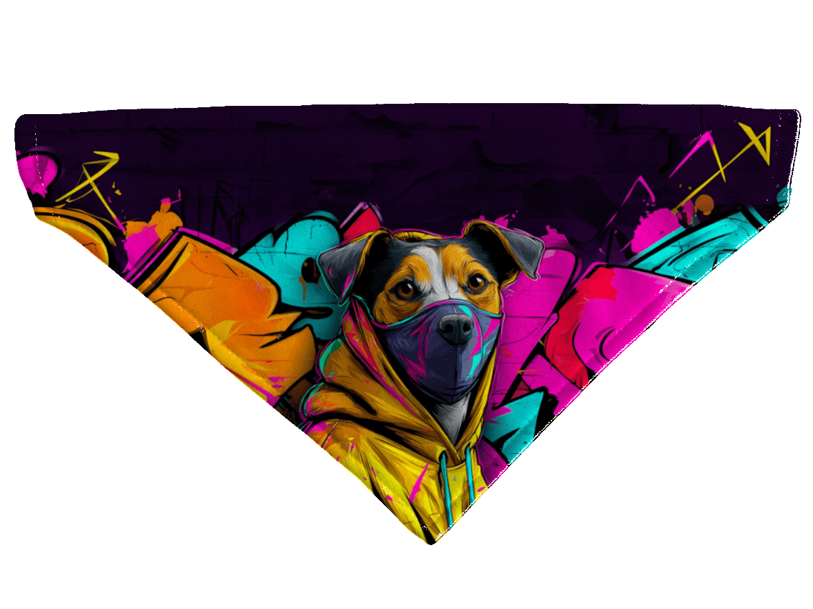 L'atelier du Fourmilier Bandana pour chien Bandana pour chien Street dogs – 4 tailles (S, M, L, XL) – Collier inclus et compatible BioThane