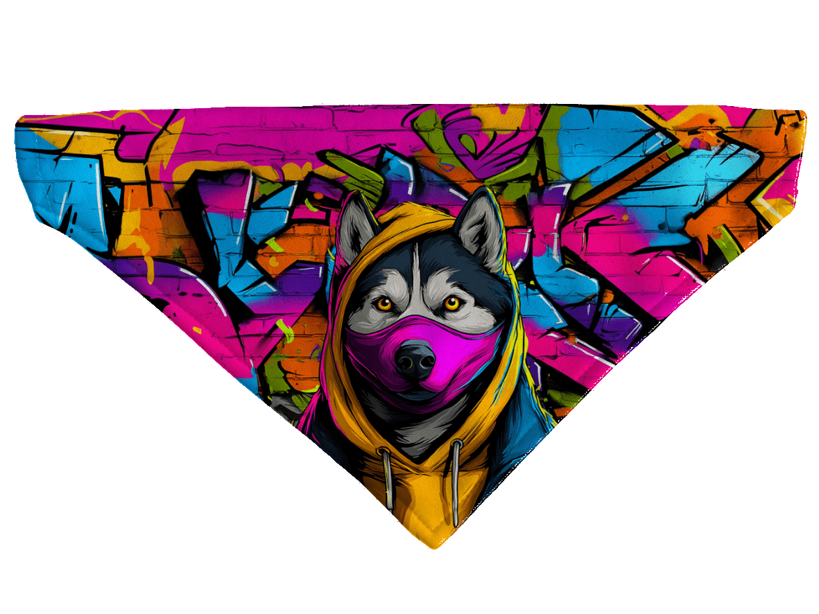 L'atelier du Fourmilier Bandana pour chien Bandana pour chien Street dogs – 4 tailles (S, M, L, XL) – Collier inclus et compatible BioThane