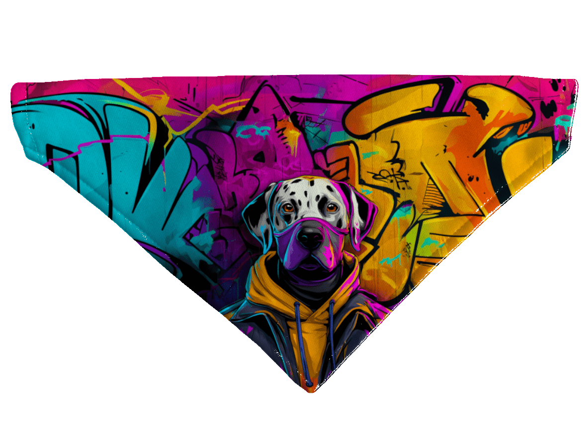 L'atelier du Fourmilier Bandana pour chien Bandana pour chien Street dogs – 4 tailles (S, M, L, XL) – Collier inclus et compatible BioThane