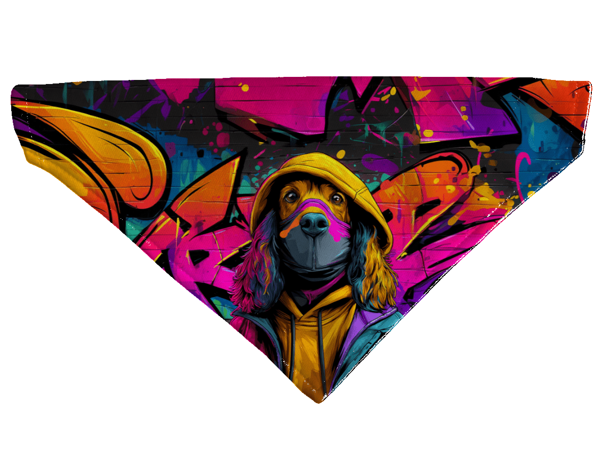 L'atelier du Fourmilier Bandana pour chien Bandana pour chien Street dogs – 4 tailles (S, M, L, XL) – Collier inclus et compatible BioThane