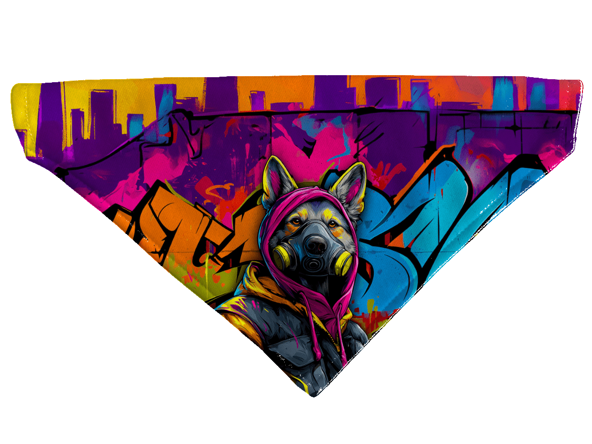 L'atelier du Fourmilier Bandana pour chien Bandana pour chien Street dogs – 4 tailles (S, M, L, XL) – Collier inclus et compatible BioThane
