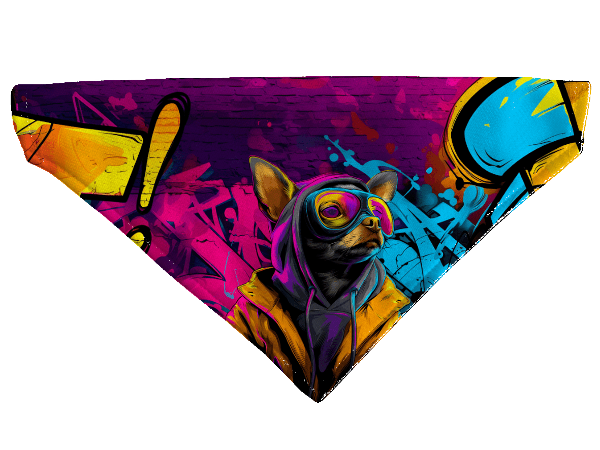 L'atelier du Fourmilier Bandana pour chien Bandana pour chien Street dogs – 4 tailles (S, M, L, XL) – Collier inclus et compatible BioThane