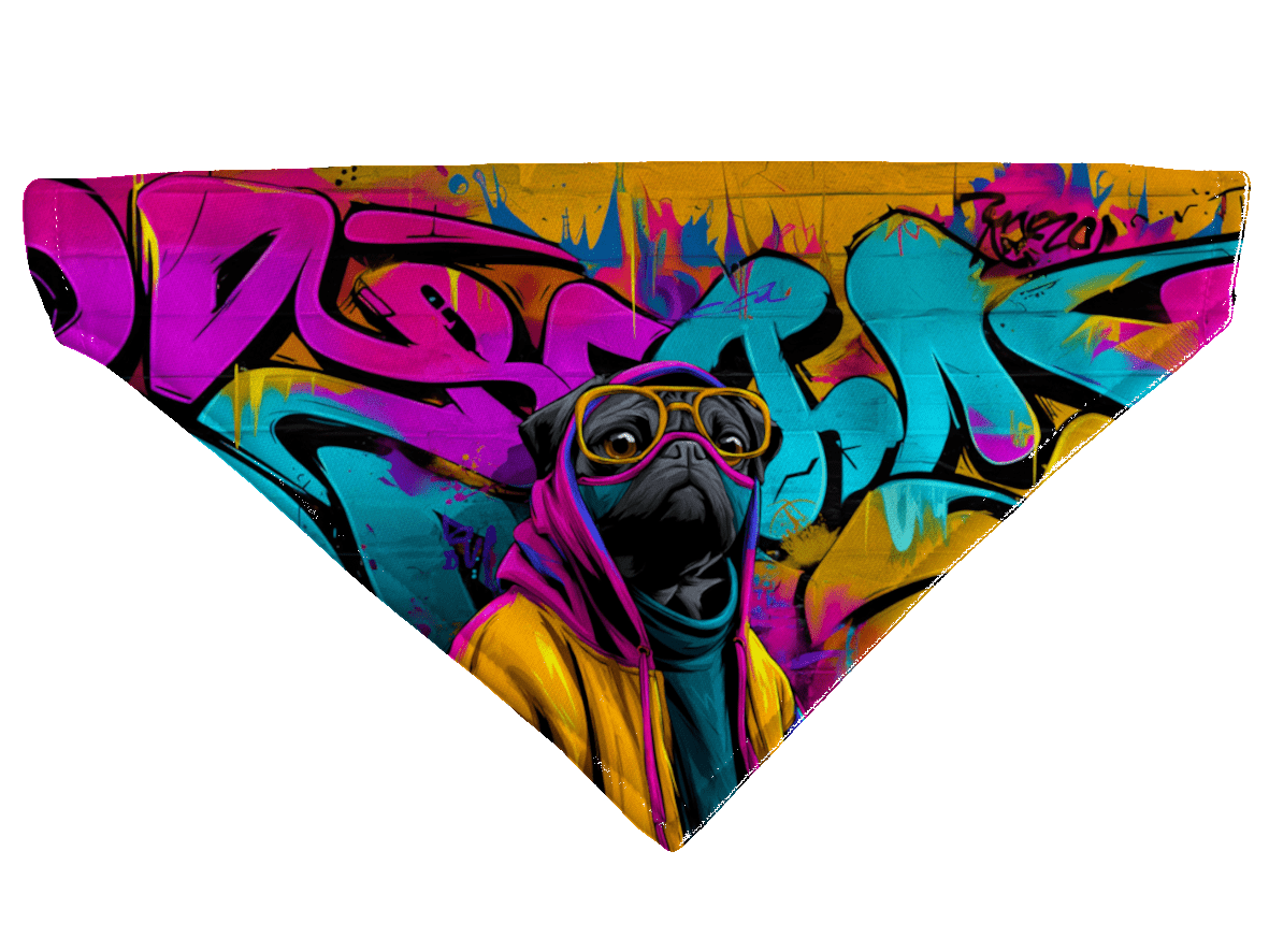 L'atelier du Fourmilier Bandana pour chien Bandana pour chien Street dogs – 4 tailles (S, M, L, XL) – Collier inclus et compatible BioThane