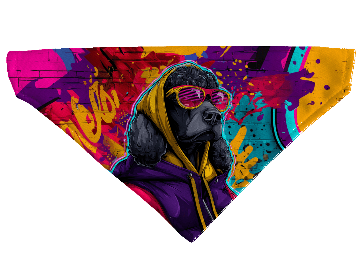 L'atelier du Fourmilier Bandana pour chien Bandana pour chien Street dogs – 4 tailles (S, M, L, XL) – Collier inclus et compatible BioThane