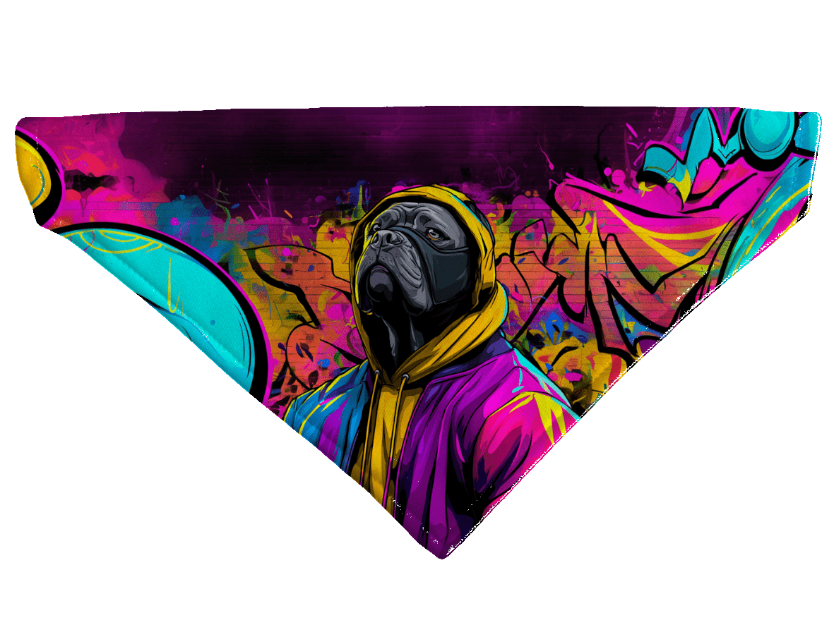 L'atelier du Fourmilier Bandana pour chien Bandana pour chien Street dogs – 4 tailles (S, M, L, XL) – Collier inclus et compatible BioThane