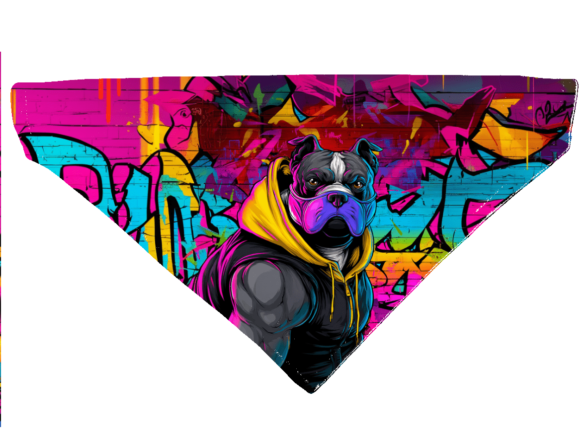 L'atelier du Fourmilier Bandana pour chien Bandana pour chien Street dogs – 4 tailles (S, M, L, XL) – Collier inclus et compatible BioThane