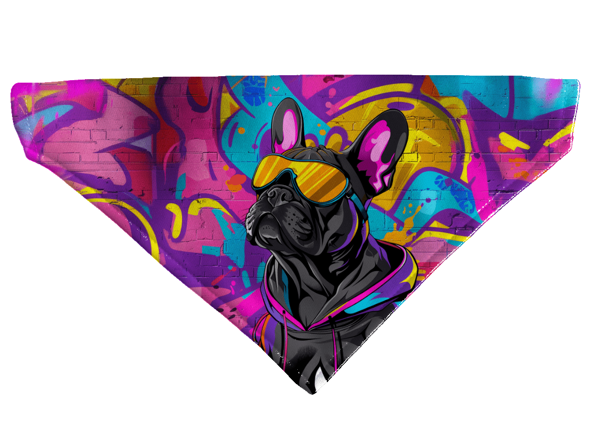 L'atelier du Fourmilier Bandana pour chien Bandana pour chien Street dogs – 4 tailles (S, M, L, XL) – Collier inclus et compatible BioThane