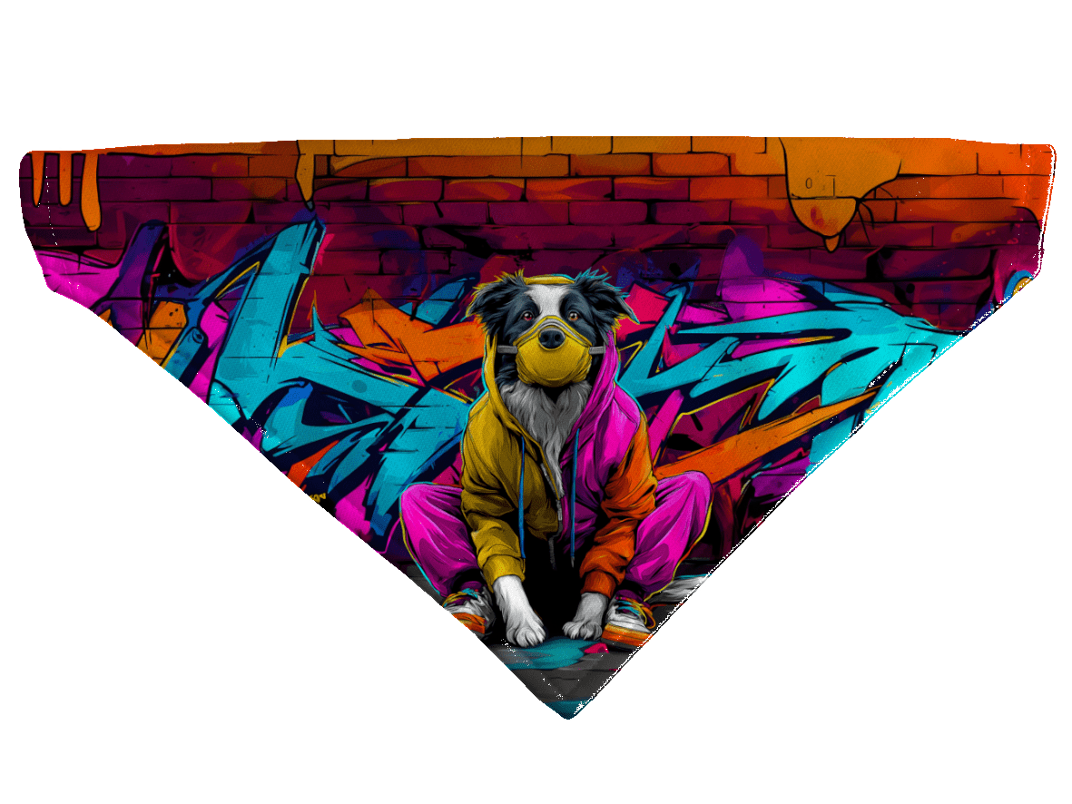 L'atelier du Fourmilier Bandana pour chien Bandana pour chien Street dogs – 4 tailles (S, M, L, XL) – Collier inclus et compatible BioThane