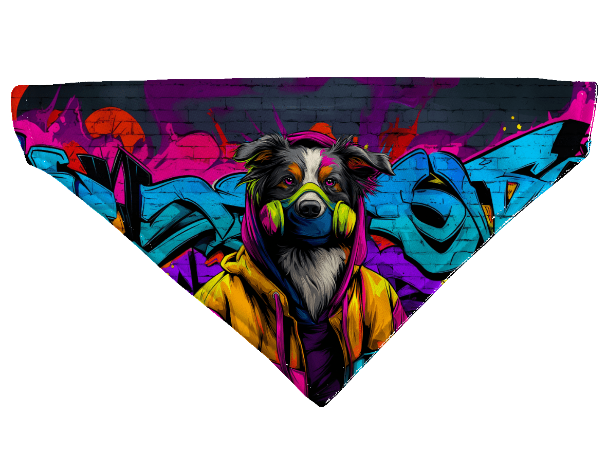 L'atelier du Fourmilier Bandana pour chien Bandana pour chien Street dogs – 4 tailles (S, M, L, XL) – Collier inclus et compatible BioThane