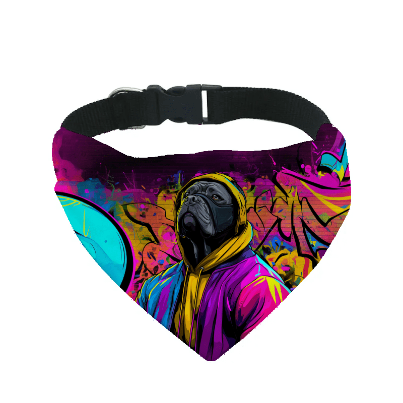 L'atelier du Fourmilier Bandana pour chien cane corso / S Bandana pour chien Street dogs – 4 tailles (S, M, L, XL) – Collier inclus et compatible BioThane