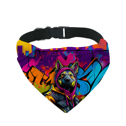 L'atelier du Fourmilier Bandana pour chien chien loup / S Bandana pour chien Street dogs – 4 tailles (S, M, L, XL) – Collier inclus et compatible BioThane