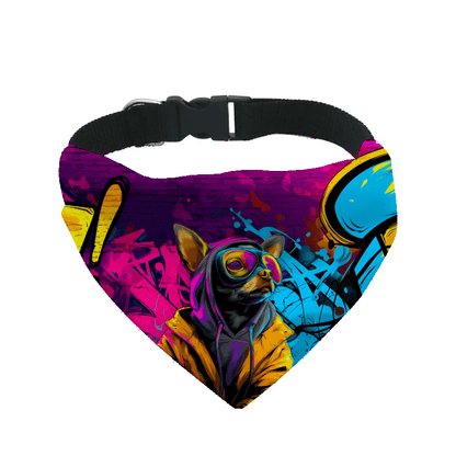 L'atelier du Fourmilier Bandana pour chien chihuahua / S Bandana pour chien Street dogs – 4 tailles (S, M, L, XL) – Collier inclus et compatible BioThane